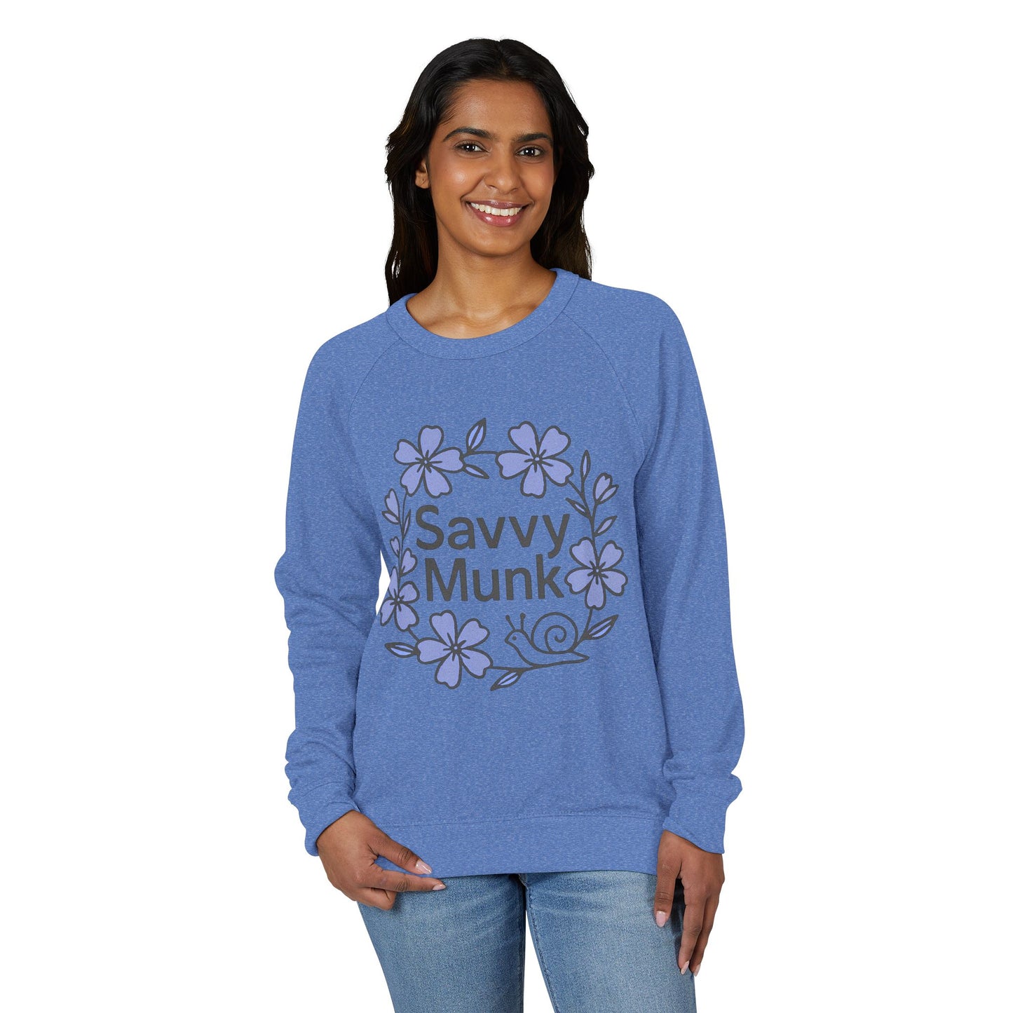 Periwinkle Snail Flower Crewneck Sweatshirt, Cozy Unisex Pullover, Relaxed Fit Top - Savvy Munk
