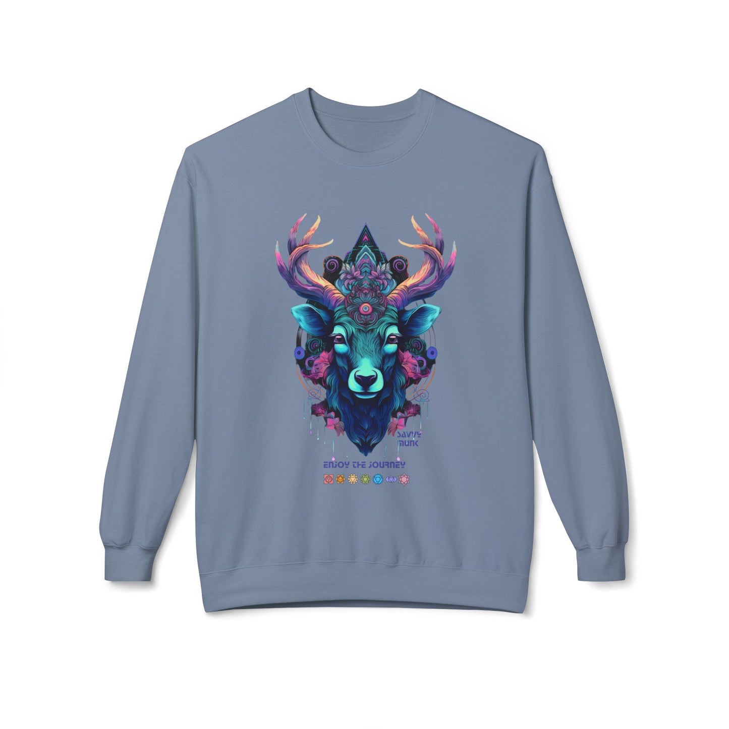 Tranquility Deer - Unisex Fleece Crewneck Sweatshirt, Bohemian Style, Cozy Gift, Nature Lover Apparel, Fall Fashion, Art Sweatshirt