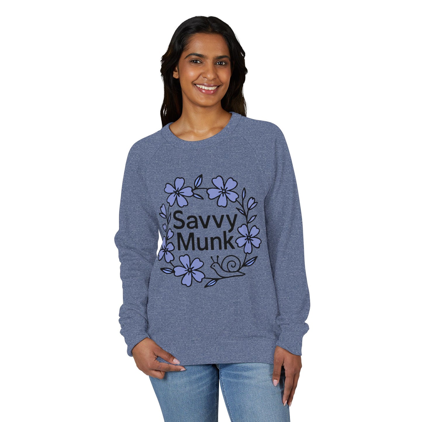 Periwinkle Snail Flower Crewneck Sweatshirt, Cozy Unisex Pullover, Relaxed Fit Top - Savvy Munk