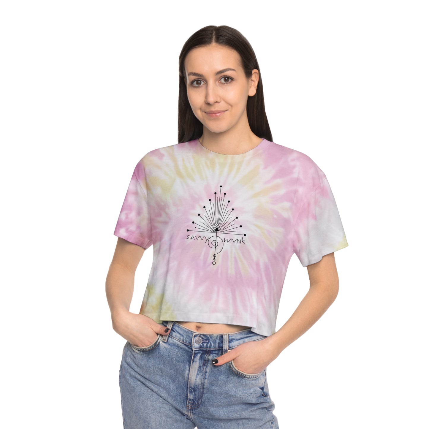 Savvy Munk Tune in Tie-Dye Crop Tee for Women - Feel the Vibe, Perfect for Summer Festivals and Casual Wear