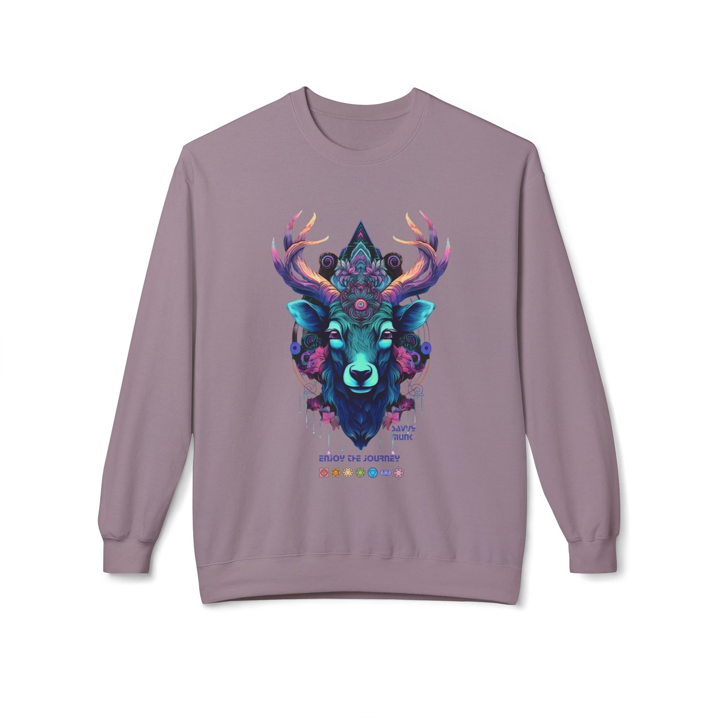 Tranquility Deer - Unisex Fleece Crewneck Sweatshirt, Bohemian Style, Cozy Gift, Nature Lover Apparel, Fall Fashion, Art Sweatshirt