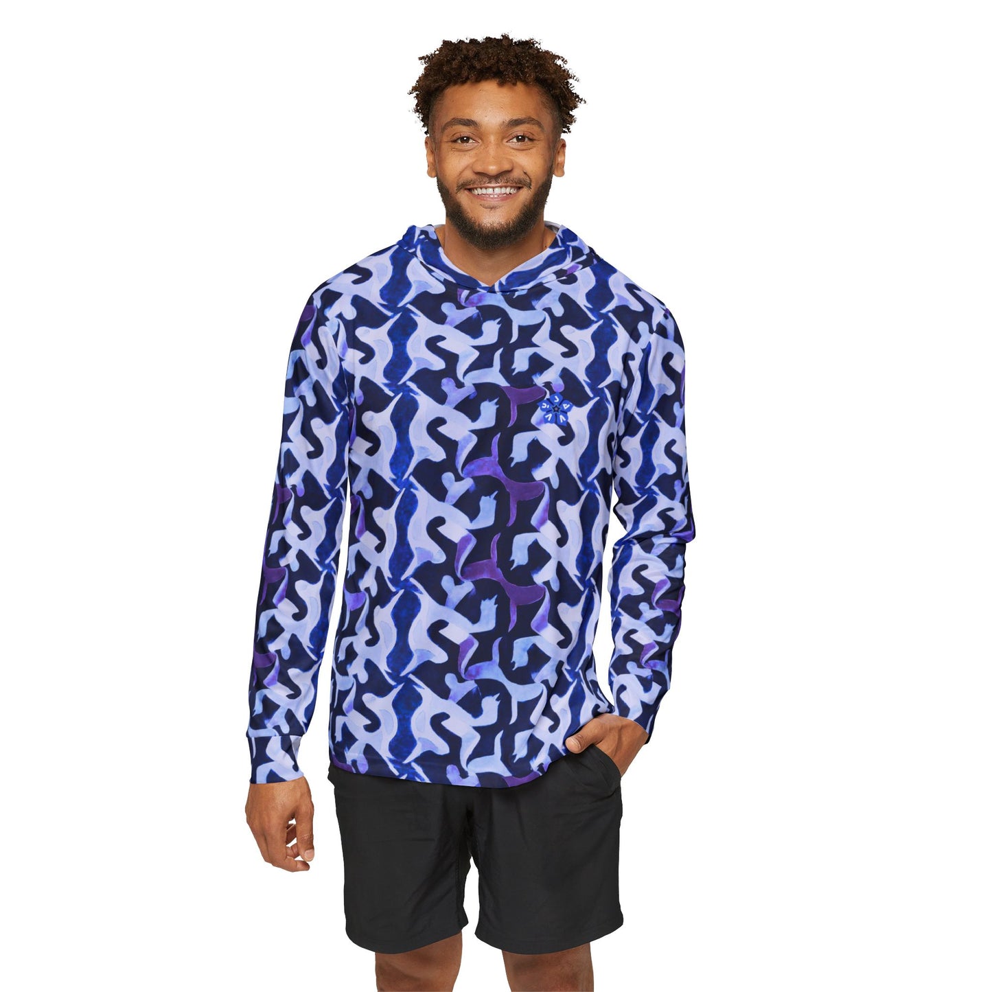 Wooville Spill Print - LIghtweight Unisex hoodie UV protection - Extra Viben Blue Edition