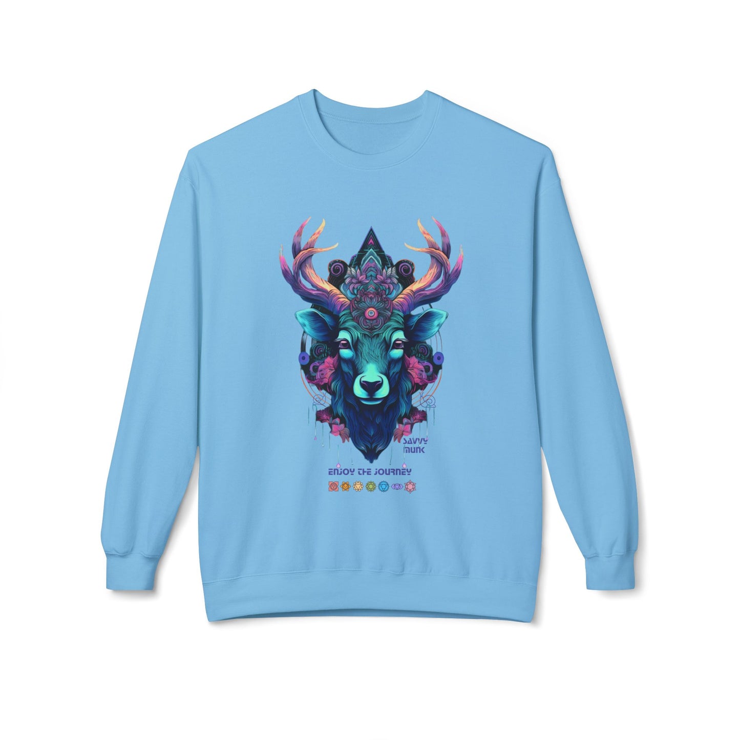 Tranquility Deer - Unisex Fleece Crewneck Sweatshirt, Bohemian Style, Cozy Gift, Nature Lover Apparel, Fall Fashion, Art Sweatshirt