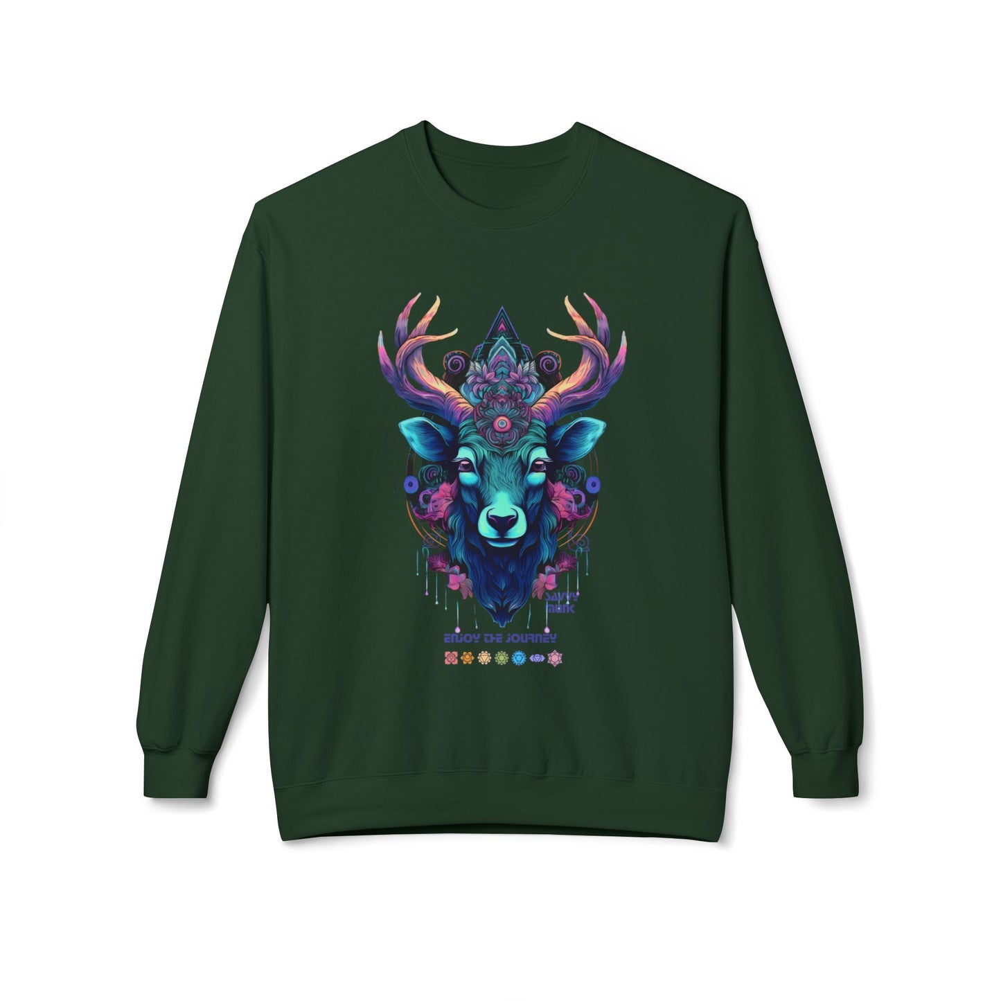 Tranquility Deer - Unisex Fleece Crewneck Sweatshirt, Bohemian Style, Cozy Gift, Nature Lover Apparel, Fall Fashion, Art Sweatshirt