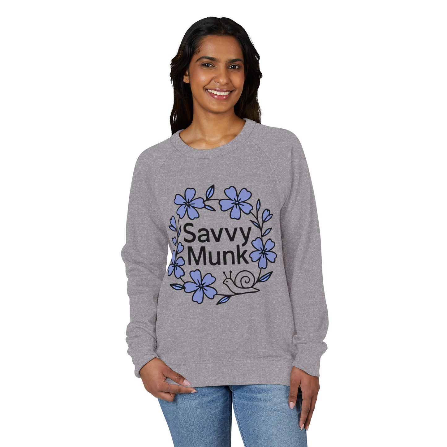 Periwinkle Snail Flower Crewneck Sweatshirt, Cozy Unisex Pullover, Relaxed Fit Top - Savvy Munk