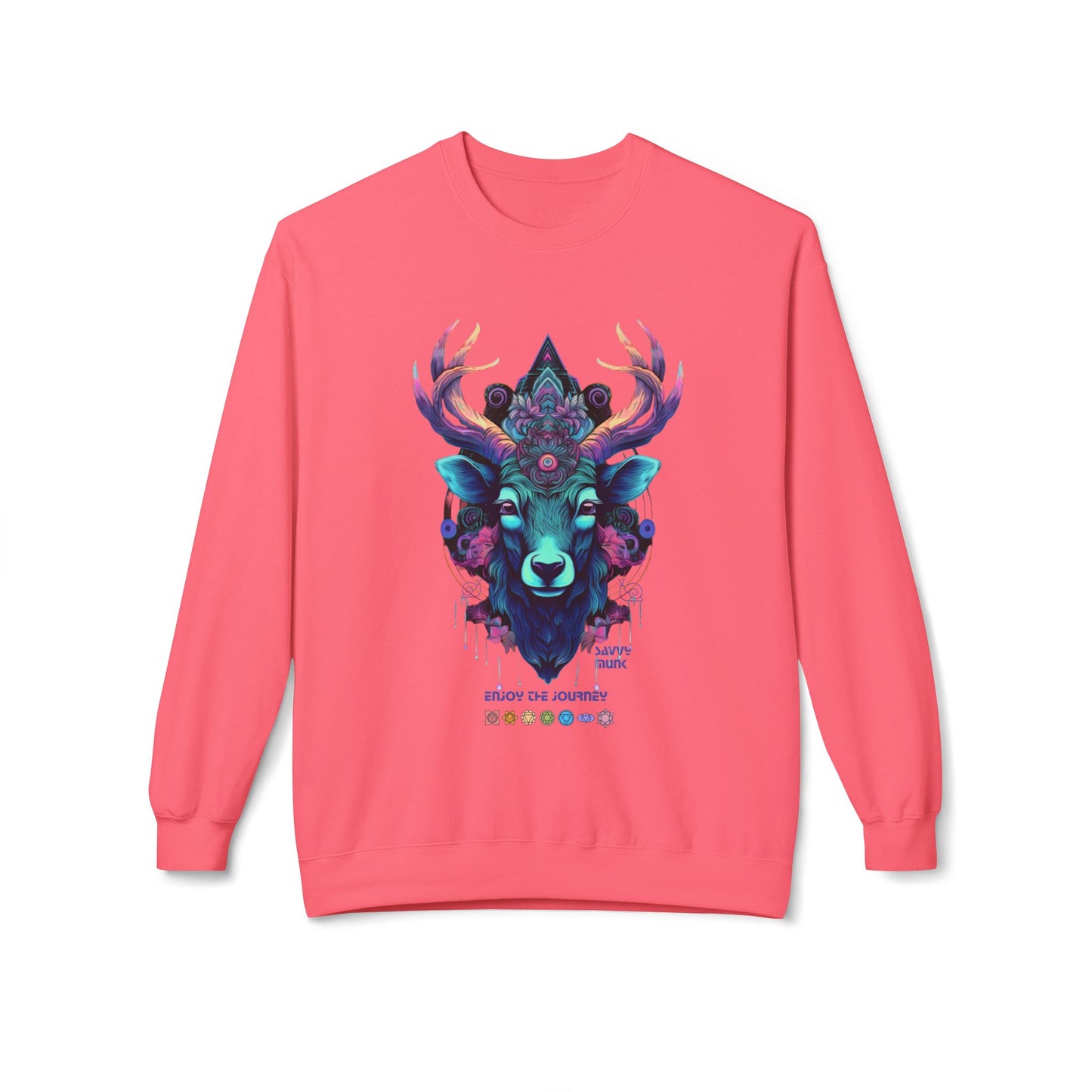 Tranquility Deer - Unisex Fleece Crewneck Sweatshirt, Bohemian Style, Cozy Gift, Nature Lover Apparel, Fall Fashion, Art Sweatshirt