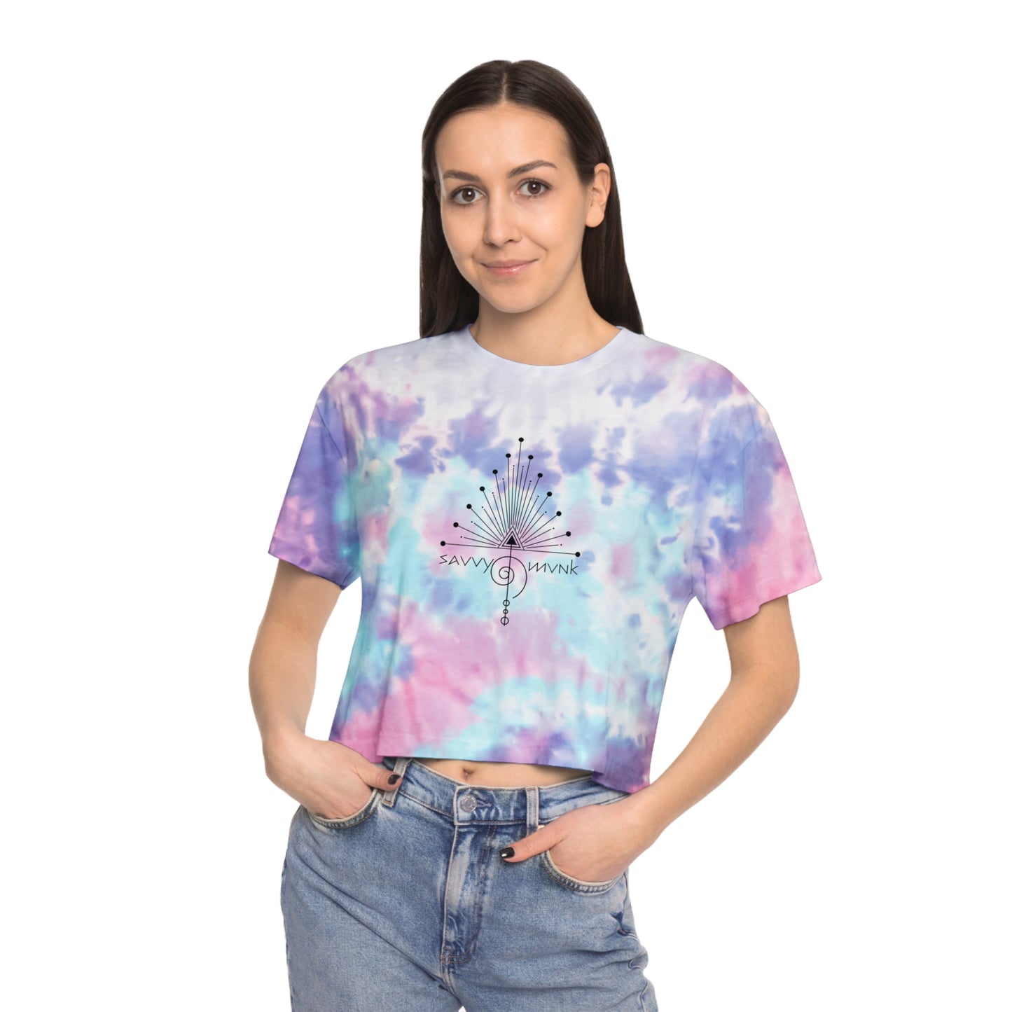 Savvy Munk Tune in Tie-Dye Crop Tee for Women - Feel the Vibe, Perfect for Summer Festivals and Casual Wear