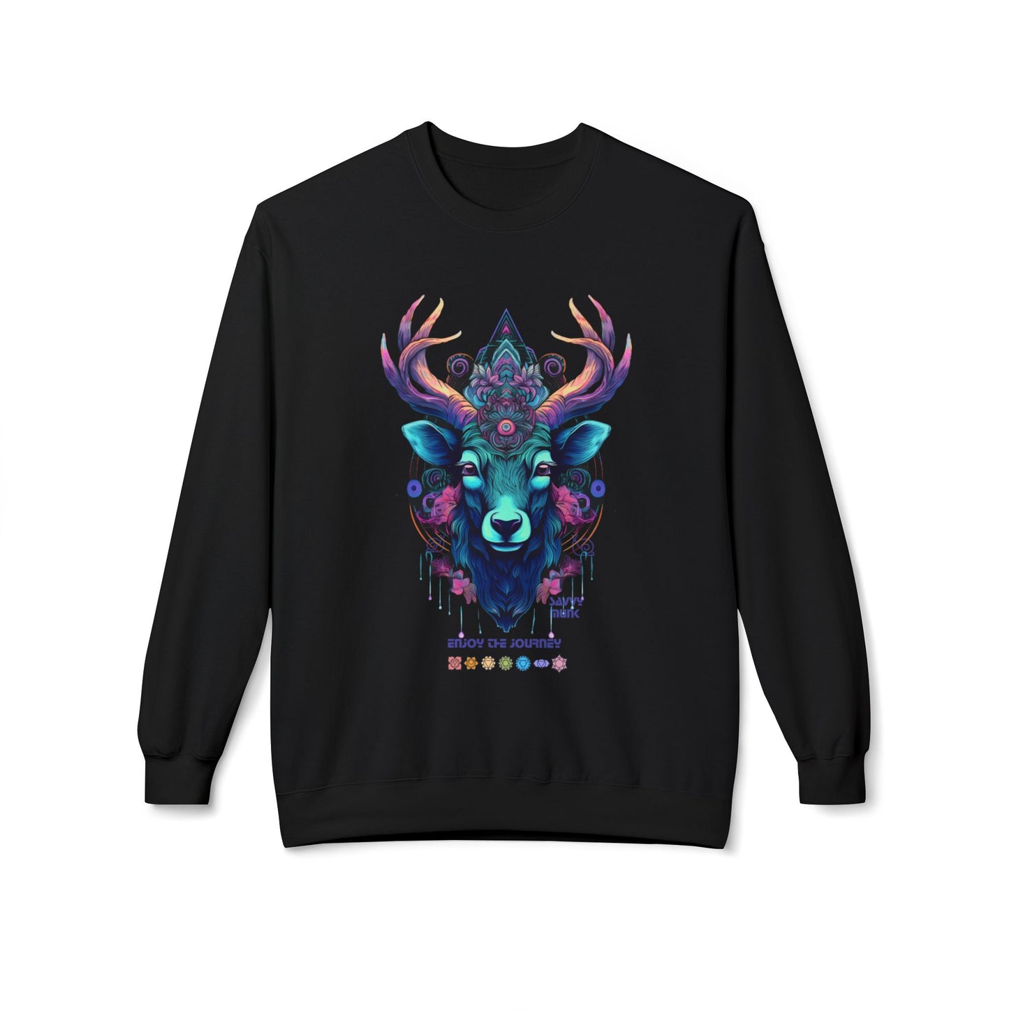 Tranquility Deer - Unisex Fleece Crewneck Sweatshirt, Bohemian Style, Cozy Gift, Nature Lover Apparel, Fall Fashion, Art Sweatshirt