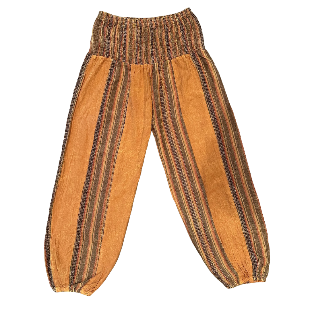 Stripped/Jacquard Harem Pants Rust