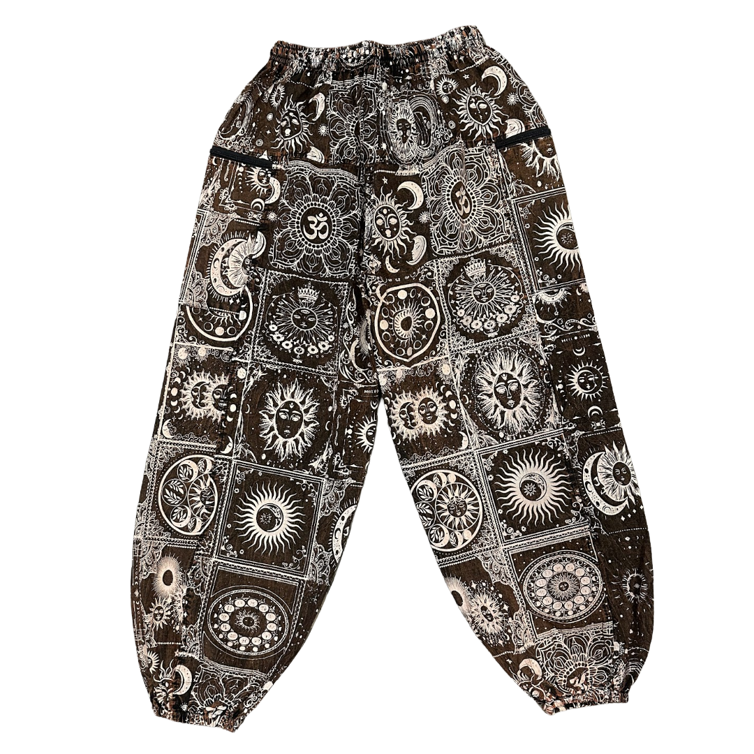 Sun Print Zipper Harem Pants Shining Wash BR