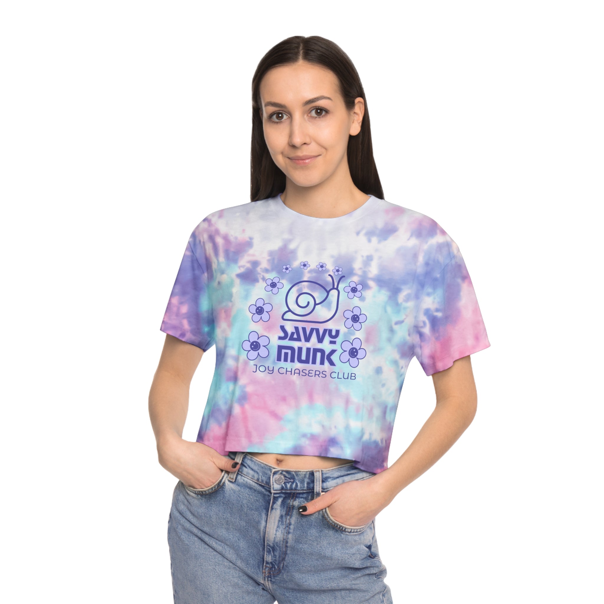 Women's Tie-Dye Crop Tee, Playful Summer Top, Casual Everyday Wear, Festival Fashion, Gift for Friends