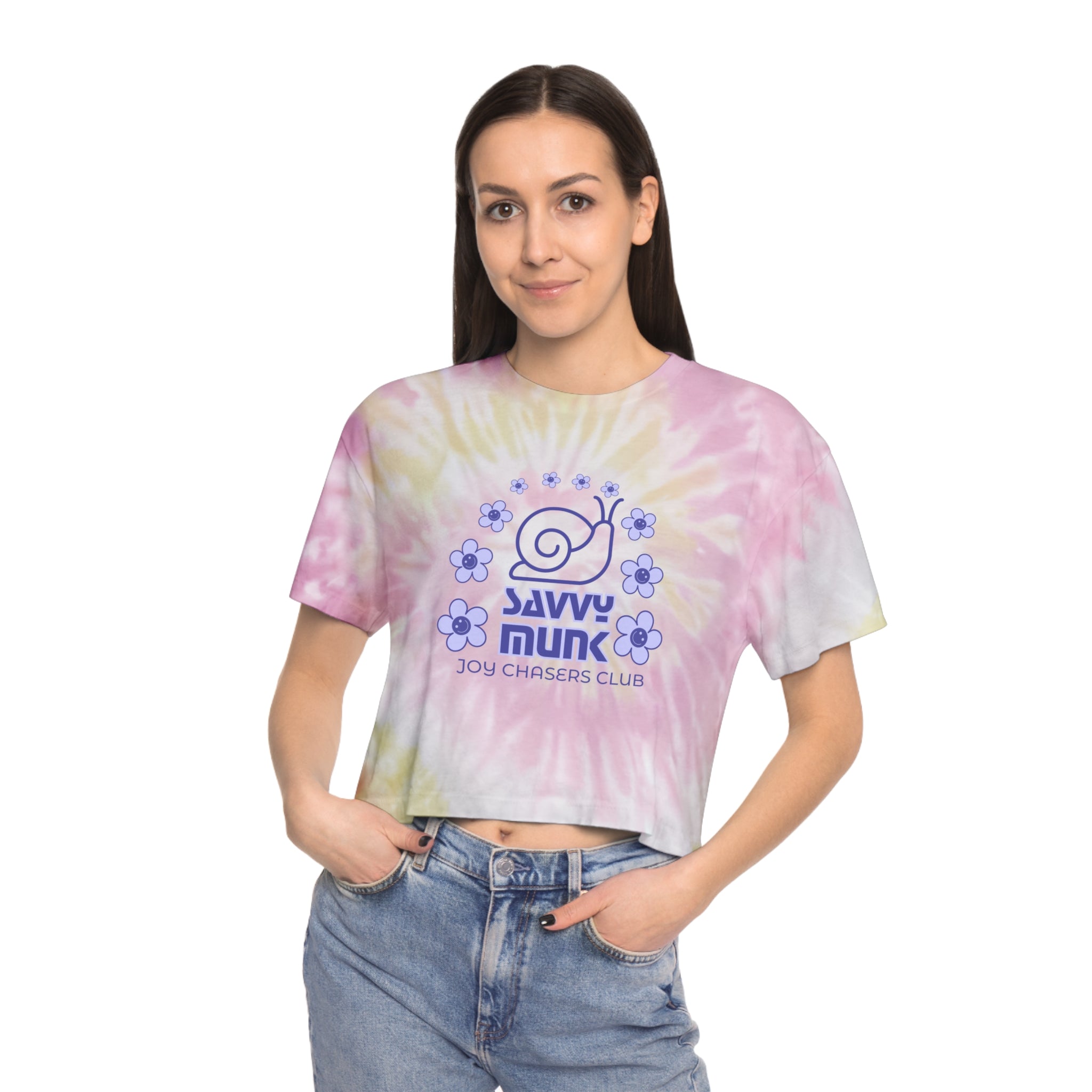 Women's Tie-Dye Crop Tee, Playful Summer Top, Casual Everyday Wear, Festival Fashion, Gift for Friends