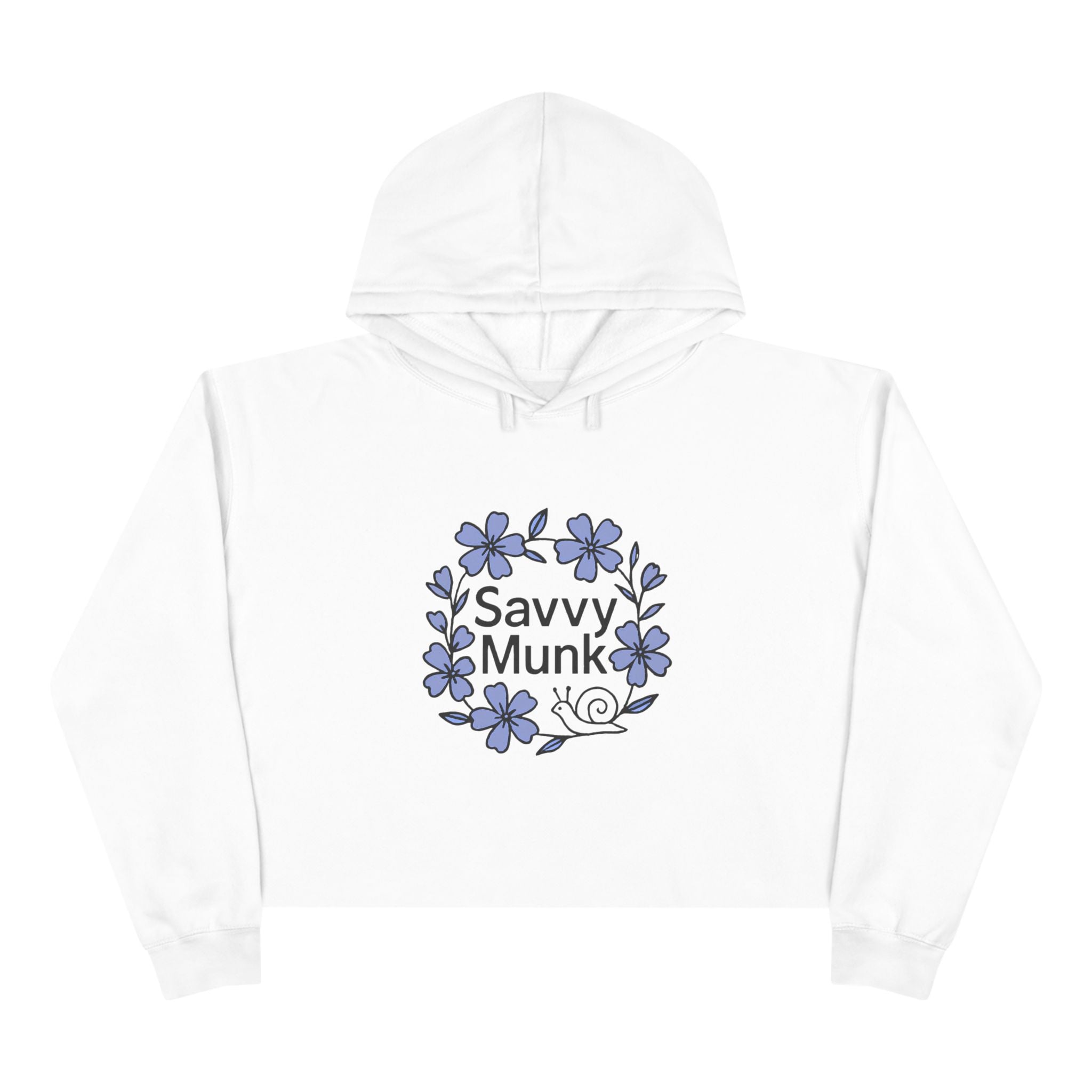 Periwinkle Snail Flower - Crop Hoodie - Savvy Munk - Joy Chasers Club