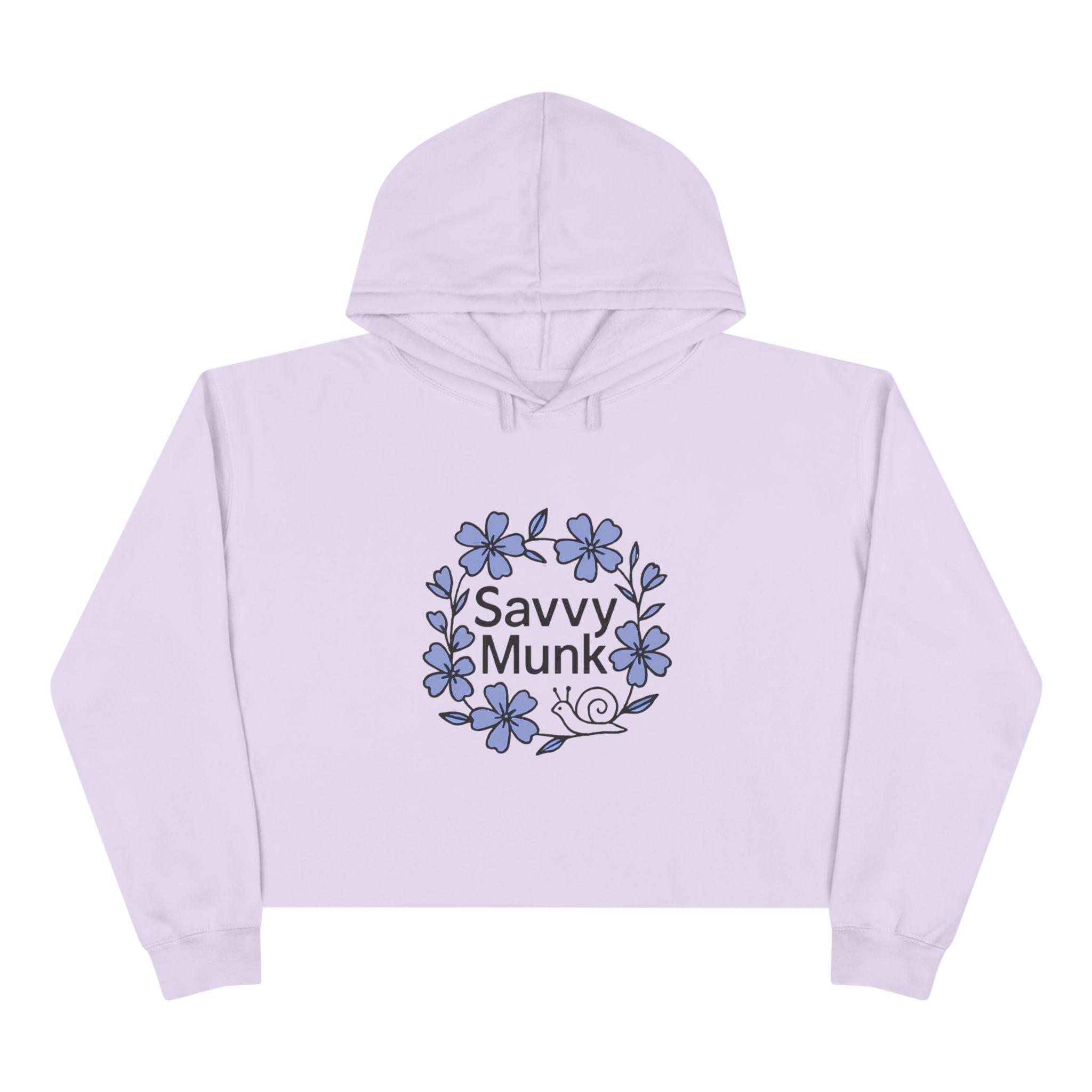 Periwinkle Snail Flower - Crop Hoodie - Savvy Munk - Joy Chasers Club