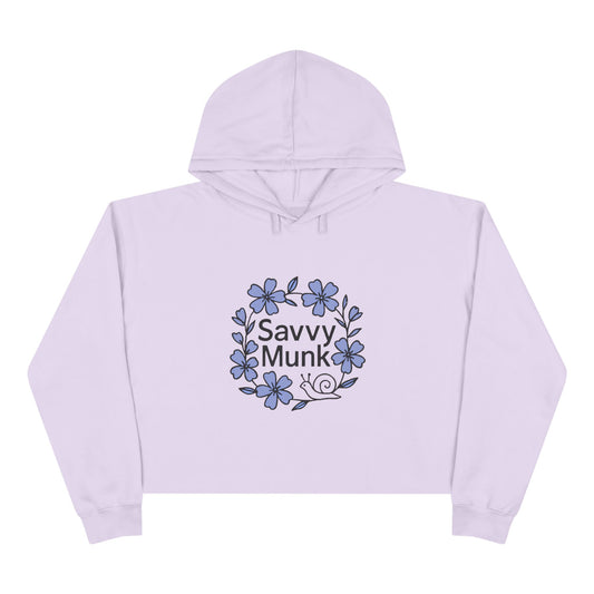Periwinkle Snail Flower - Crop Hoodie - Savvy Munk - Joy Chasers Club