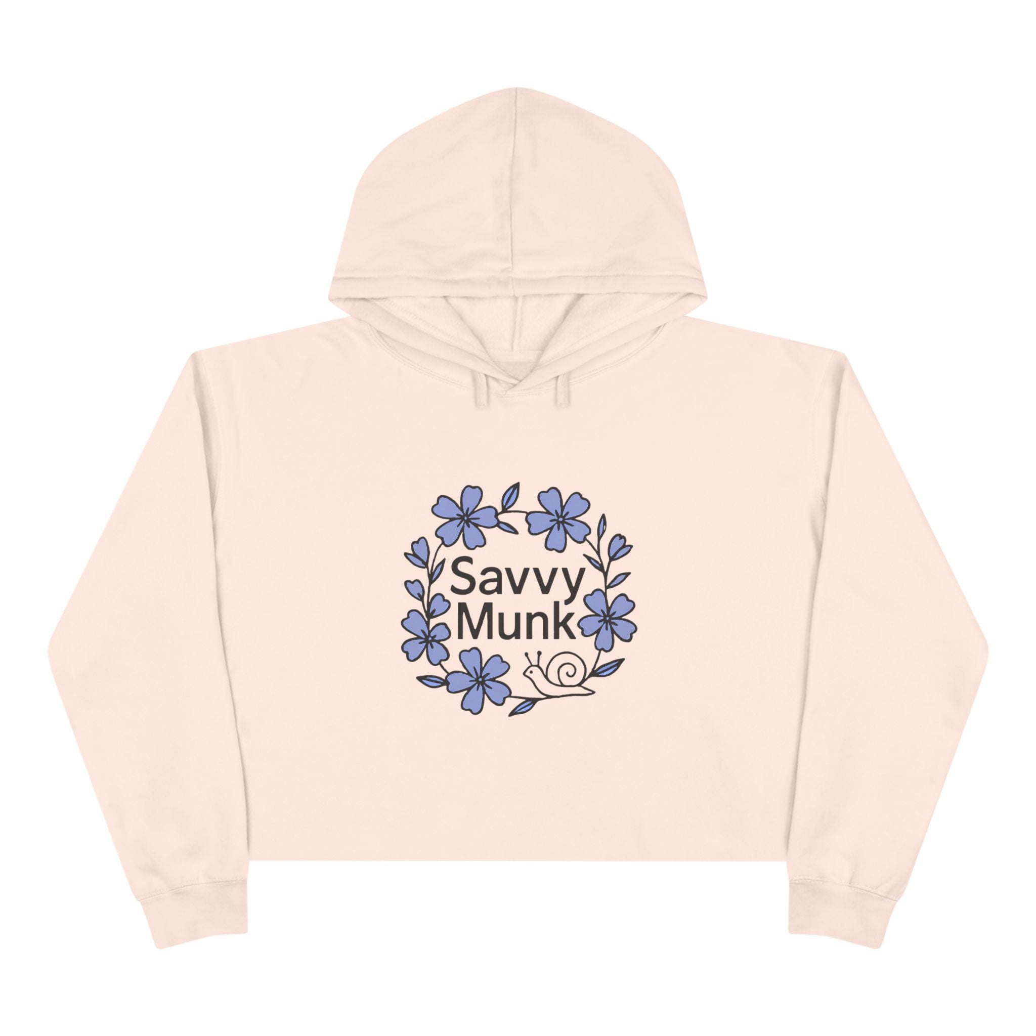 Periwinkle Snail Flower - Crop Hoodie - Savvy Munk - Joy Chasers Club