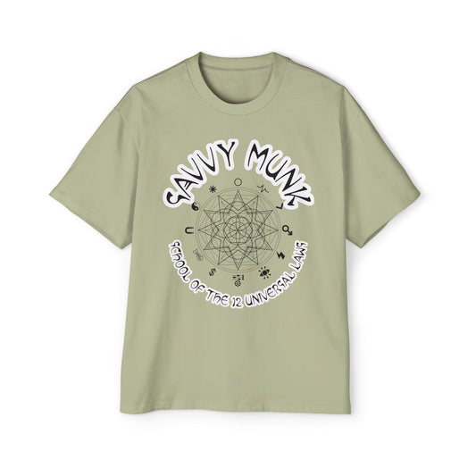 School of the 12 Universal Laws - Men's Graphic Tee, Spiritual Oversized T-Shirt, Savvy Munk Design, Casual Wear, Gift for Him, Relaxed Fit