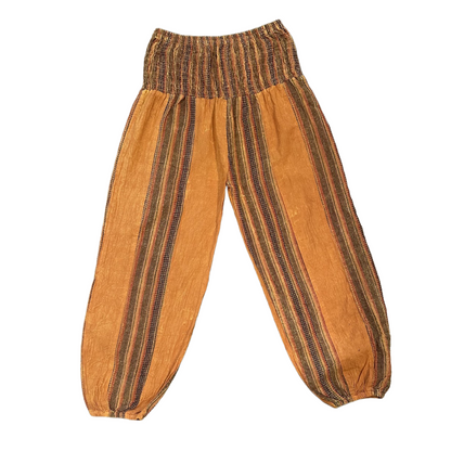 Stripped/Jacquard Harem Pants Rust