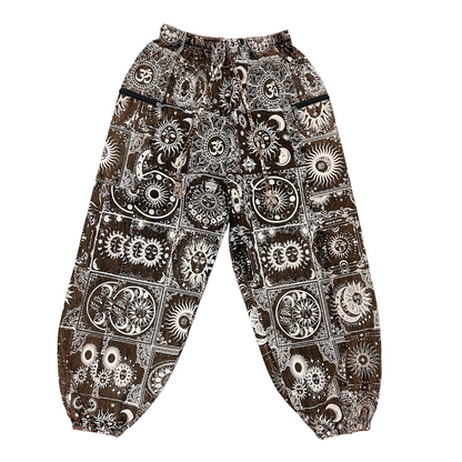 Sun Print Zipper Harem Pants Shining Wash BR