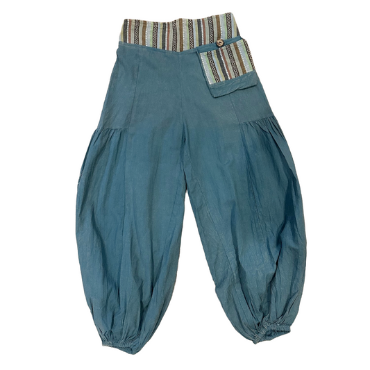 Cotton Flap Harem Pant- Blue