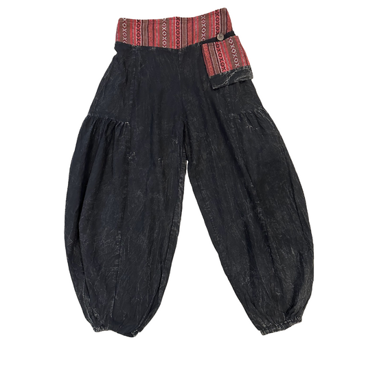 Cotton Flap Harem Pant - Black