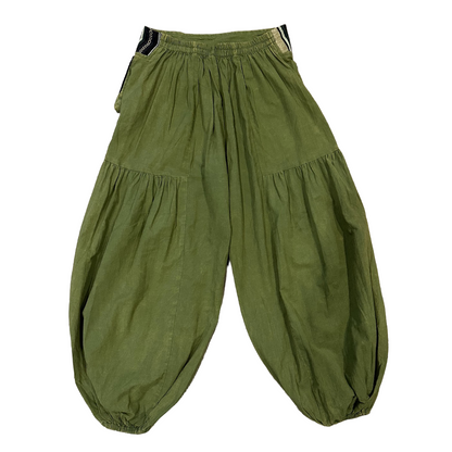 Cotton Flap Harem Pant - Olive
