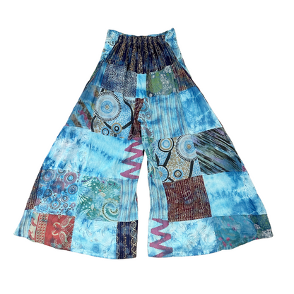 Mixed Jayapuri Patch Baggy Wide Leg Blue