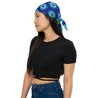 Model wearing the Savvy Munk Donut Remix - All-Over Print Bandana, highlighting the bold graphic print and relaxed festival-ready fit in a lifestyle setting.