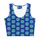 Savvy Munk Donut Remix - Crop Top displayed flat, showcasing the full all-over graphic print design on premium fabric.