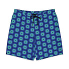 Savvy Munk Donut Remix - Men's Board Shorts displayed flat, showcasing the full all-over graphic print design on premium fabric.