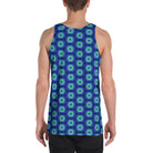 Model wearing the Savvy Munk Donut Remix - Unisex Tank Top, highlighting the bold graphic print and relaxed festival-ready fit in a lifestyle setting.