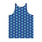 Model wearing the Savvy Munk Donut Remix - Unisex Tank Top, highlighting the bold graphic print and relaxed festival-ready fit in a lifestyle setting.