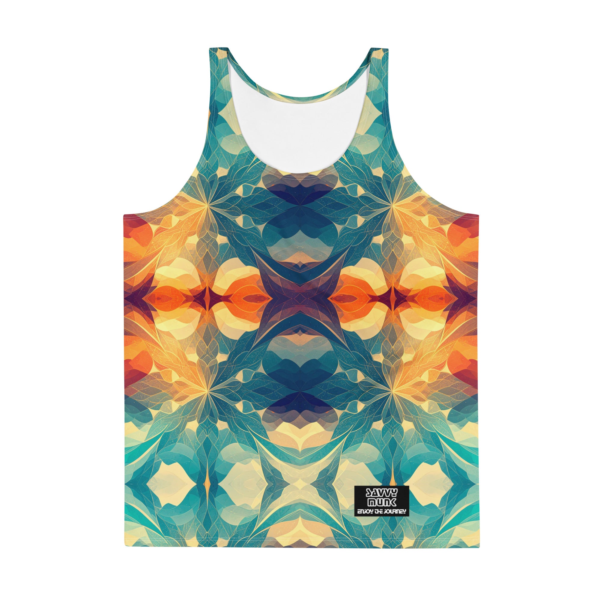 Savvy Munk Flowing Flower - Tank Top displayed flat, showcasing the full all-over graphic print design on premium fabric.