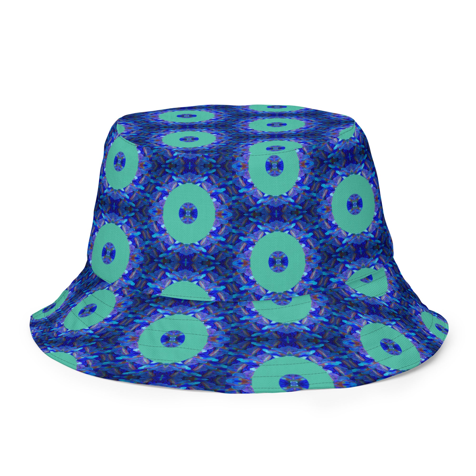 Savvy Munk Donut Remix - Reversible Bucket Hat displayed flat, showcasing the full all-over graphic print design on premium fabric.