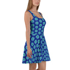 Model wearing the Savvy Munk Donut Remix - Skater Dress, highlighting the bold graphic print and relaxed festival-ready fit in a lifestyle setting.